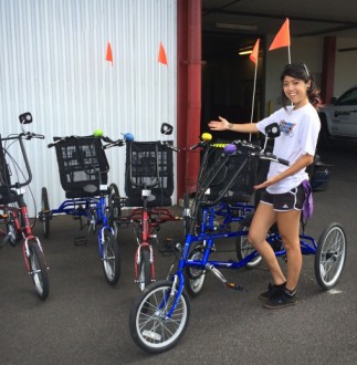 Malia (workshop leader) with the trikes!