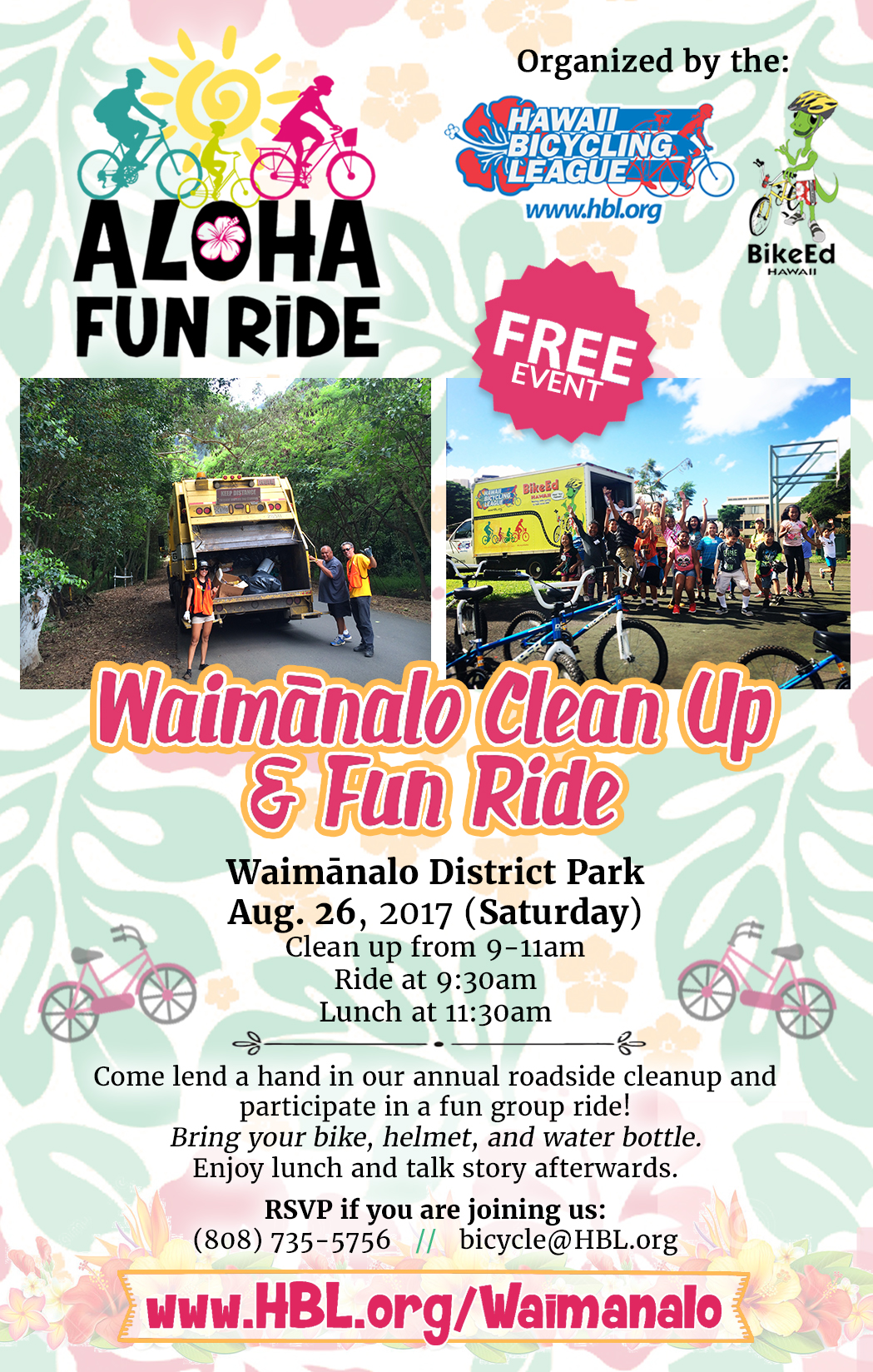 waimanalo clean up fun ride hawaii bicycling league